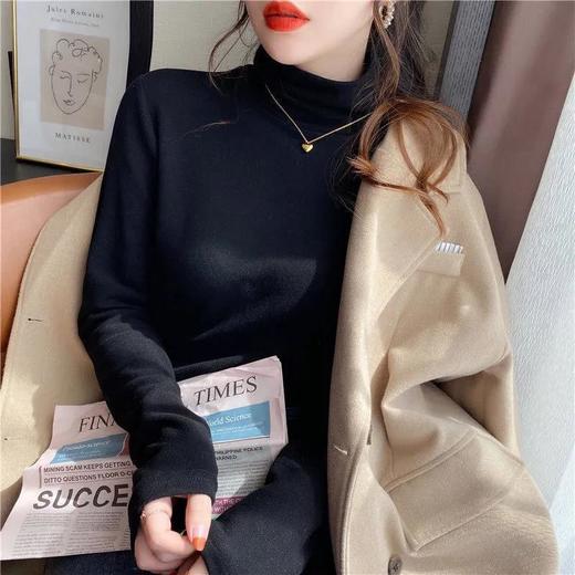 【买一送一】秋冬人手必备 超值2件装 双面保暖德绒高领打底衫长袖t恤女秋冬新款气质内搭加绒加厚上衣打底体恤衫 商品图3