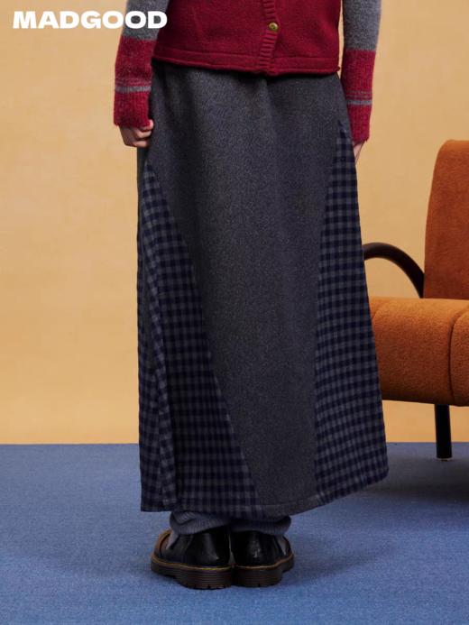马得工地/MDGDBQ14984/拼接格子呢料半裙 商品图2