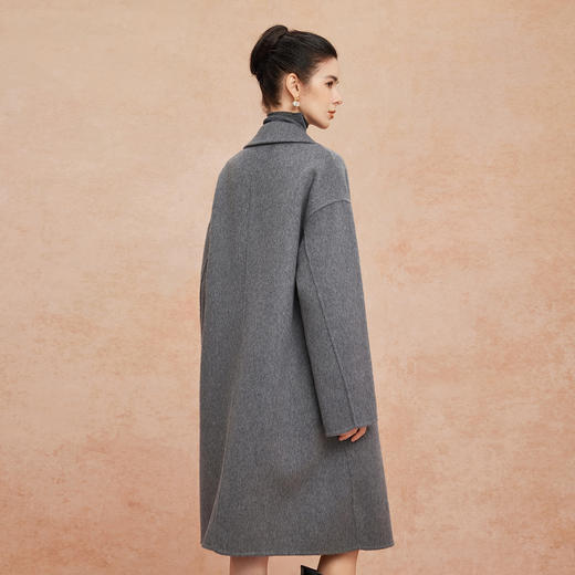 QH940斯尔丽2025新款西装领松弛感老钱风气质廓形百搭双面呢羊毛大衣 商品图5