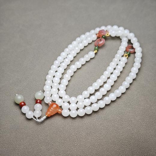 和田玉青海料羊脂玉冰底精美8mm108念珠 1122-22 商品图0