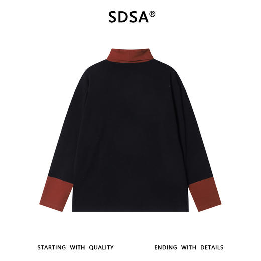 T5039SDSA男士秋冬新款痞帅男装简约拼接撞色可翻高领长袖T恤百搭时尚 商品图5