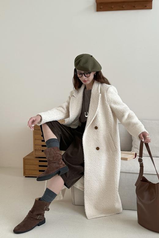 Le Malene 高级氛围感奶白色长款毛呢大衣 21309 商品图2