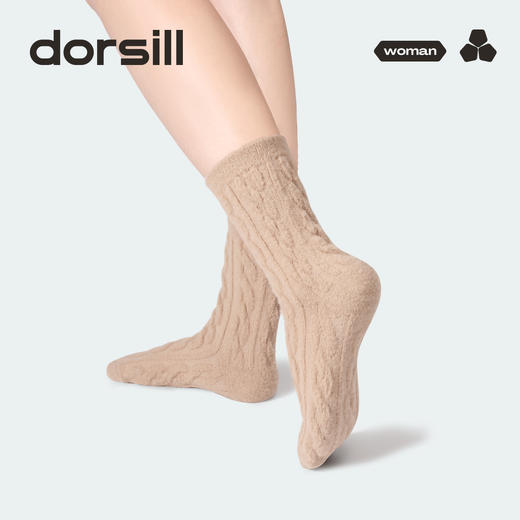 朵熙儿 女士麻花暖绒袜3双装 商品图1
