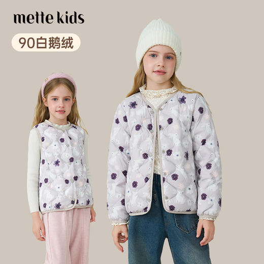 【鹅绒】儿童羽绒服2025秋冬新款女童轻薄印花马甲背心中大童内胆 商品图0