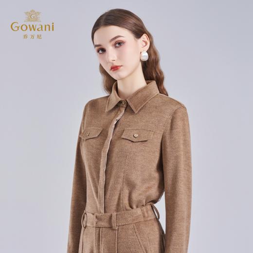 乔万尼2025冬新品宽松柔软100%绵羊毛翻领经典衬衫打底ED4B737 商品图1