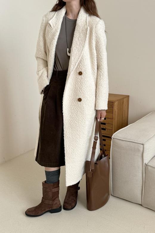 Le Malene 高级氛围感奶白色长款毛呢大衣 21309 商品图1