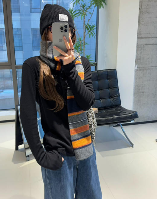 韩国设计师款彩虹费尔岛羊毛围巾🌈11251 商品图1