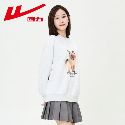回力圆领卫衣女春秋款潮流新款猫咪印花套头卫衣宽松长袖上衣女生 商品图5