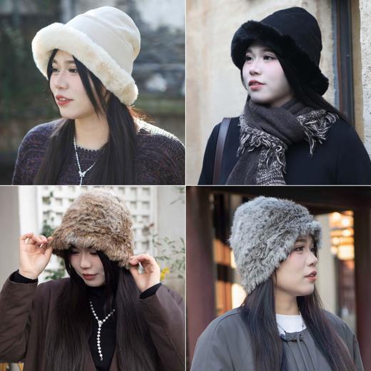 一周发货【麂皮绒渔夫帽 & 兔毛帽 & 流苏围巾】秋冬保暖又出片的必备好物~帽子版型立体，护耳御寒，软糯厚实；围巾披肩两用好物 商品图0