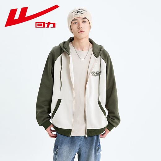 回力撞色连帽卫衣男2025春季新款美式休闲插肩袖外套宽松潮牌上衣 商品图8