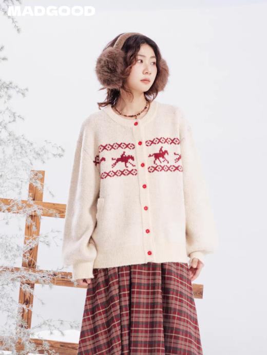 马得工地/MDGDMY141458/新年马赛克小马毛衣开衫 商品图1