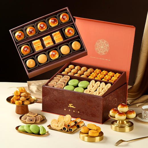 【万物风华礼盒】悠享时曲奇雪花酥糕点喜饼喜糖巧克力零食年货新春大礼包礼品1180g 商品图4