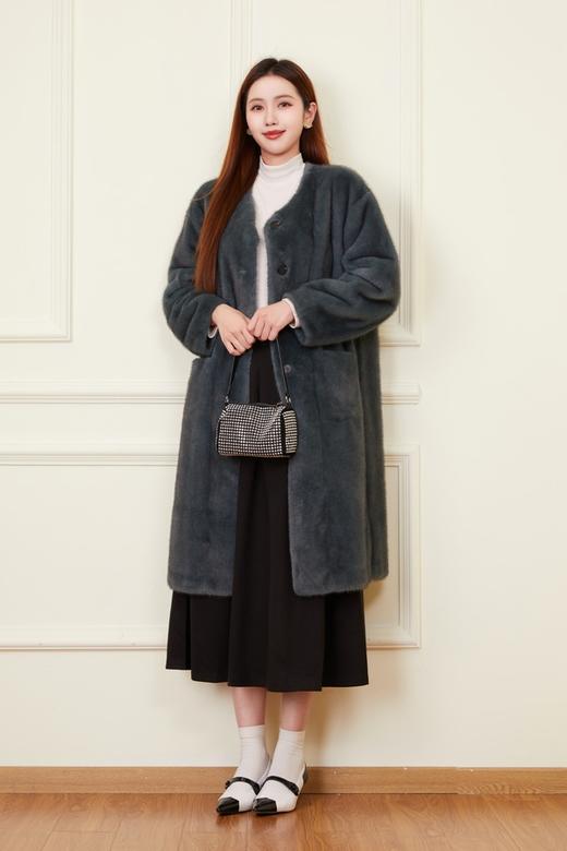ELLA JADE 时尚气质环保皮草中长款大衣外套 21305 商品图1