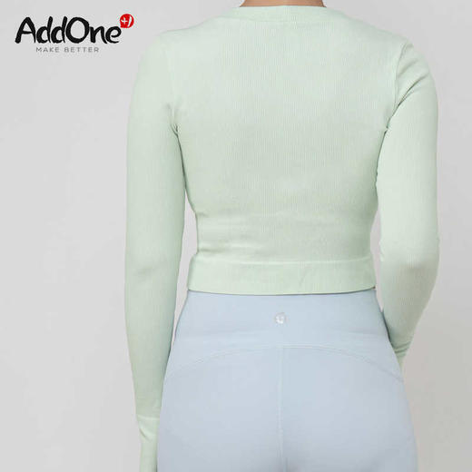 AddOne +1瑜伽普拉提运动大V领罗纹高弹短款拉链长袖外搭 商品图1