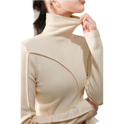 J5D3072-CS双面德绒打底衫女2025新款女装气质高领长袖保暖内搭鱼骨收腰上衣 商品图4