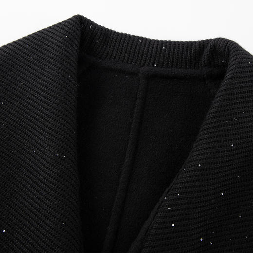 QH954斯尔丽25新款静奢风精致亮片大翻领显瘦一手长双面呢羊毛大衣 商品图5