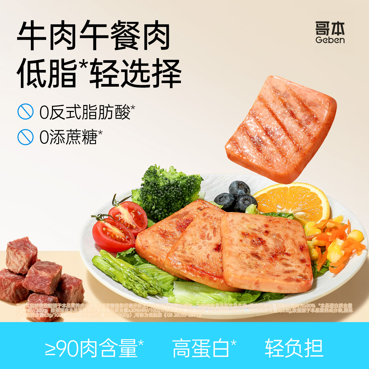 【下滑！详情页领券再拍】哥本™低脂牛肉午餐肉