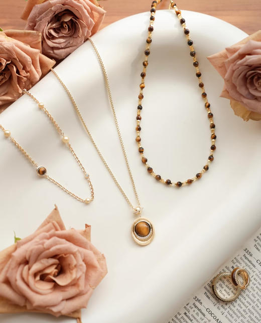 汤唯同款解锁温柔知性能量虎眼石毛衣项链 商品图11