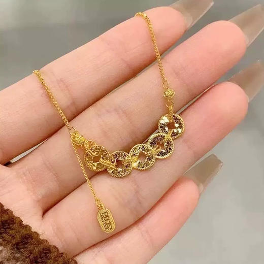 网红贵气碎冰冰爆闪五帝钱项链-纪念日百货门店同款167750372 商品图4