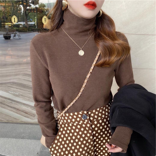 【买一送一】秋冬人手必备 超值2件装 双面保暖德绒高领打底衫长袖t恤女秋冬新款气质内搭加绒加厚上衣打底体恤衫 商品图7