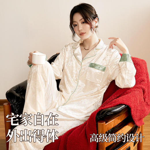 柔光铃兰 家居服(VIP)【轻奢金丝绒】优雅舒适高级感秋季长袖可外穿睡衣 商品图6
