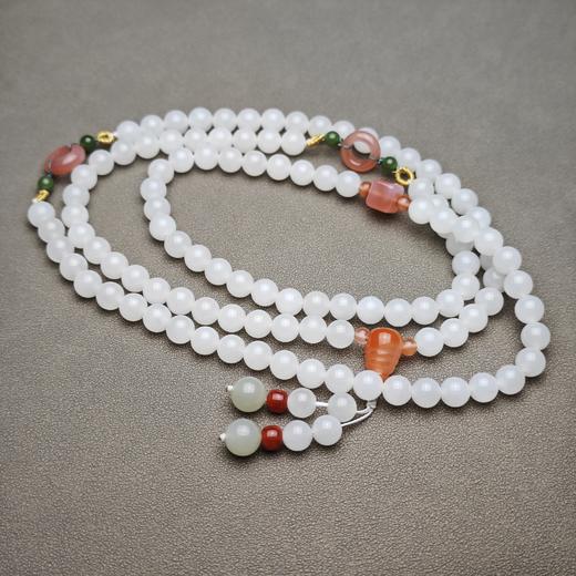 和田玉青海料羊脂玉冰底精美8mm108念珠 1122-22 商品图5