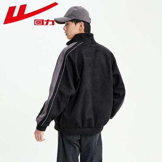 回力仿麂皮绒外套男2025春秋新款美式复古立领夹克高级感宽松外套 商品图4