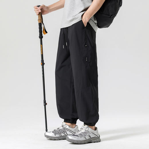 25新款纯色户外登山男士束脚裤抽绳系带舒适宽松休闲裤男长裤K&C 商品图3