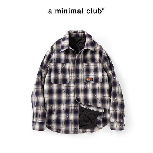 a minimal club美式高街100%棉格纹布棉服毛边菱格绗缝棉AM5APJ02 商品图0