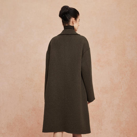 QH940斯尔丽2025新款西装领松弛感老钱风气质廓形百搭双面呢羊毛大衣 商品图1