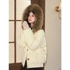 鹿向南「慵懒时光」90白鸭绒杏色羽绒服女冬季狐狸毛领连帽厚外套 商品缩略图3