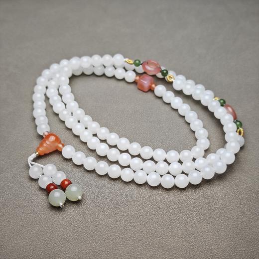 和田玉青海料羊脂玉冰底精美8mm108念珠 1122-22 商品图1