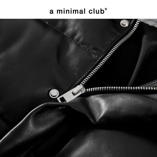 a minimal club复古100%绵羊皮革90鹅绒羽绒服立领短款AM5ADJ03 商品图3