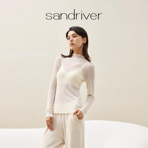 超轻薄羊绒半高领打底衫  SJF97W246N 商品图0