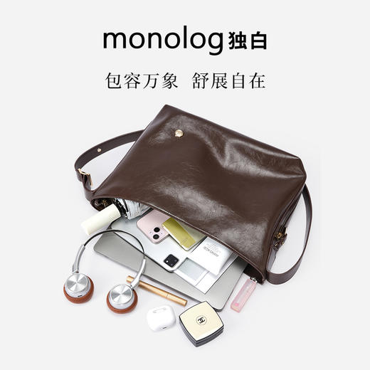 【秋冬新品】独白X卡拉羊云游系列托特包油蜡皮单肩通勤女包D4515 商品图4