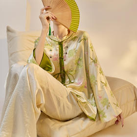 SS NY012国风雅致蝴蝶提花上衣新中式立领系带外套