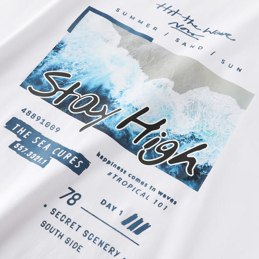 GXG男装【反光印花】秋季圆领休闲男士百搭宽松长袖T恤纯棉K&C 商品图5