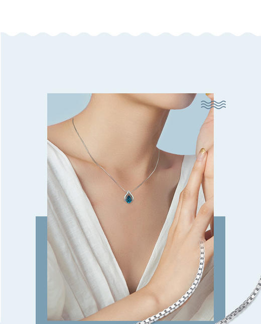 S1PC0140 周大生CHOW TAI SENG R-S925银吊坠海洋之心项链时尚简约百搭款 商品图4