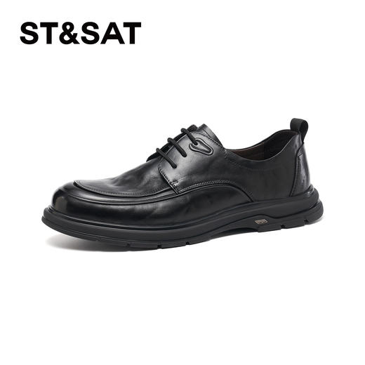 星期六男士全黑舒适系带皮鞋SSD3122032 商品图4