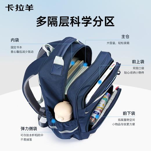 卡拉羊中学生5维减负防下坠风琴书包大容量抑菌双肩背包绘梦系列CX5186/L 商品图5