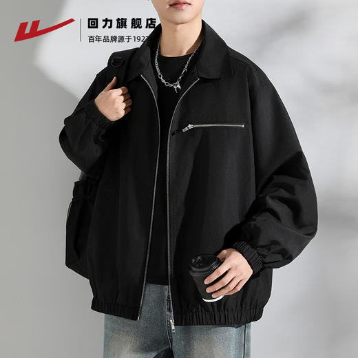 回力外套男款2025春秋新款冲锋上衣痞帅美式高街潮流翻领夹克男 商品图2