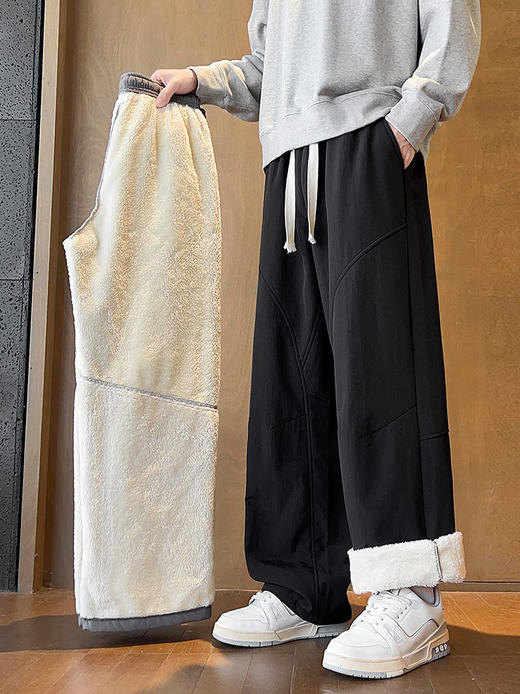 【GZ】无忧购羊羔绒裤子男士冬季加绒加厚卫裤宽松直筒休闲棉裤29179#（截单后5-7天发货） 商品图0