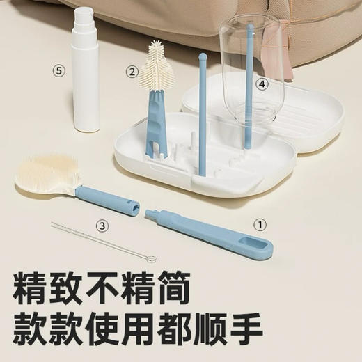 [屁侠推荐]taoqibaby淘气宝贝婴儿硅胶便携奶瓶刷套装宝宝清洗刷清洁刷旅行装沥水架 商品图3