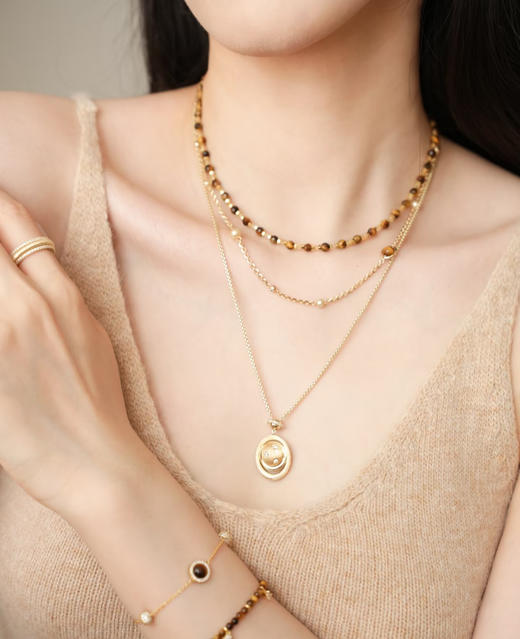 汤唯同款解锁温柔知性能量虎眼石毛衣项链 商品图8