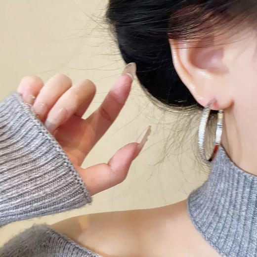 磨砂素圈耳环精致个性设计耳饰-纪念日百货门店同款165804752 商品图4