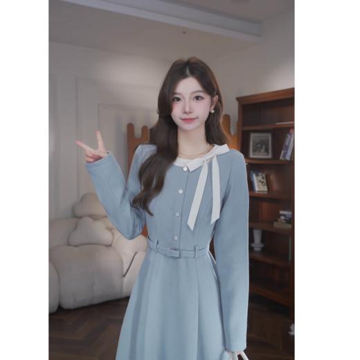 鹿向南「零温落雪」秋冬新款韩系显瘦气质原创小众设计感连衣裙女 商品图2