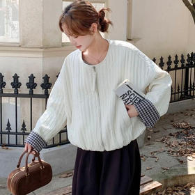 格子卷边袖短款棉服｜轻量化版型，怎么搭都好看！【3-5天发货】