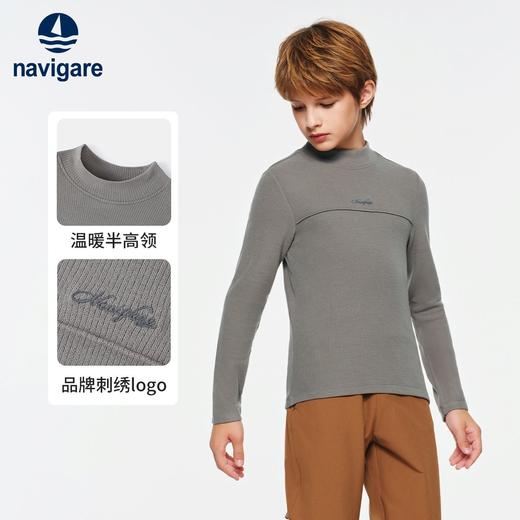 【莱赛尔+膨体德绒】【120-165】【纳维凯尔】意大利小帆船男女童半高领打底衫保暖T恤 商品图6