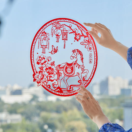 【故宫窗花】春和景明马年窗花静电贴马年新年装饰贴过年玻璃贴 商品图2