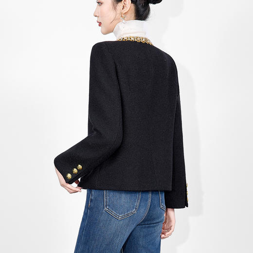 「高货wl」全新升级【铂金会员367/天猫499/差价132】(83917)洛诗琳肌理感混纺小香风外套2025秋冬气质圆领毛呢短外套 商品图1